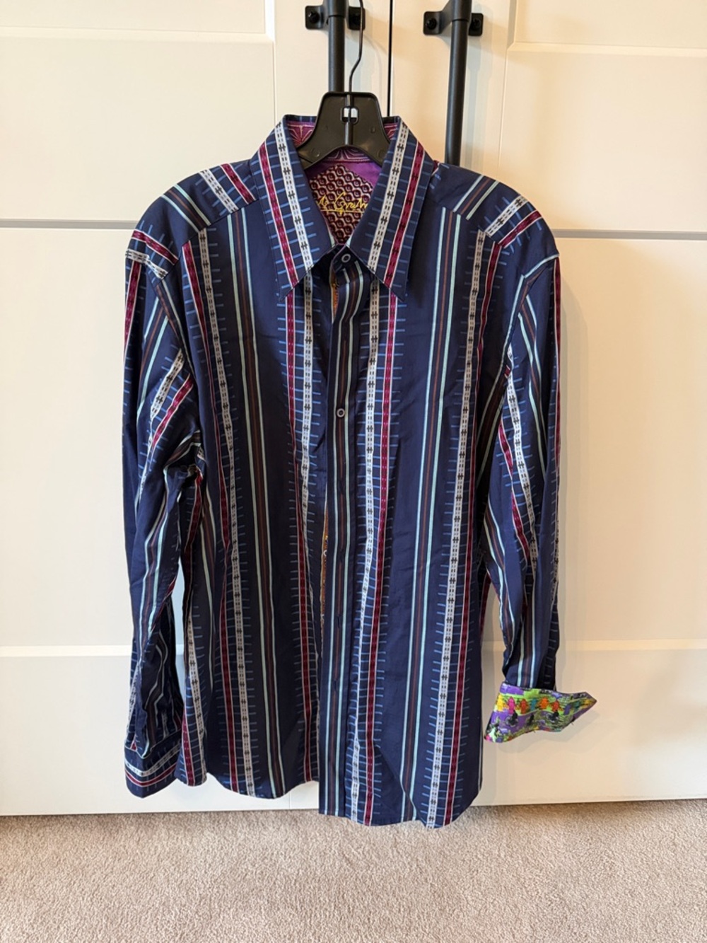 Robert Graham Navy Multi-Stripe Long-Sleeve Button-Down Shirt